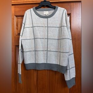 Thread & Supply Gray and Cream Plaid Sweater